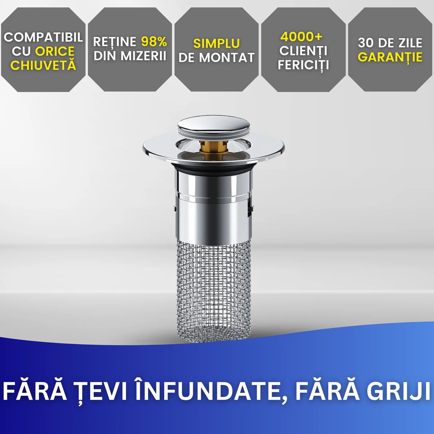 Dop-Filtru Universal pentru Chiuveta si Cada