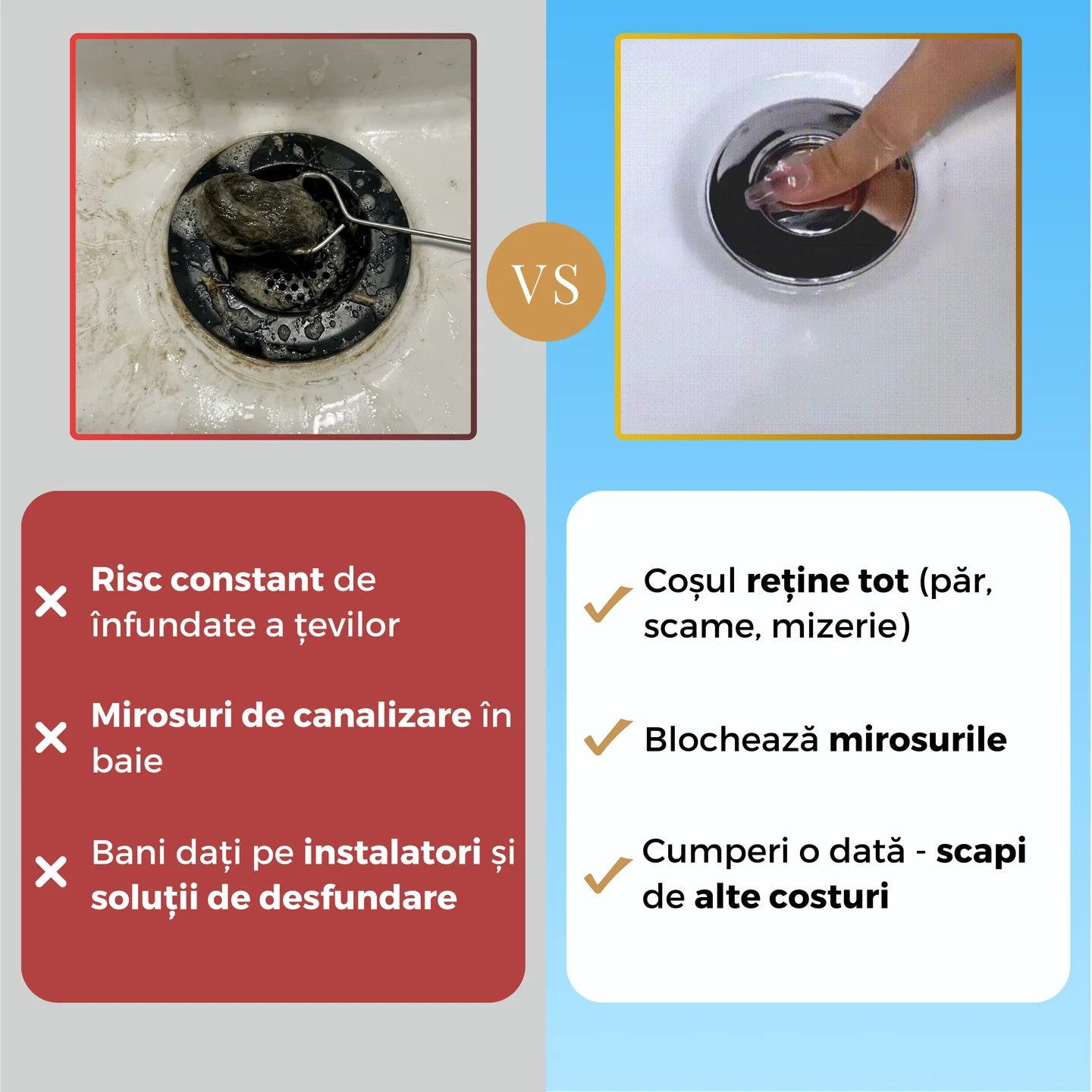 Dop-Filtru Universal pentru Chiuveta si Cada