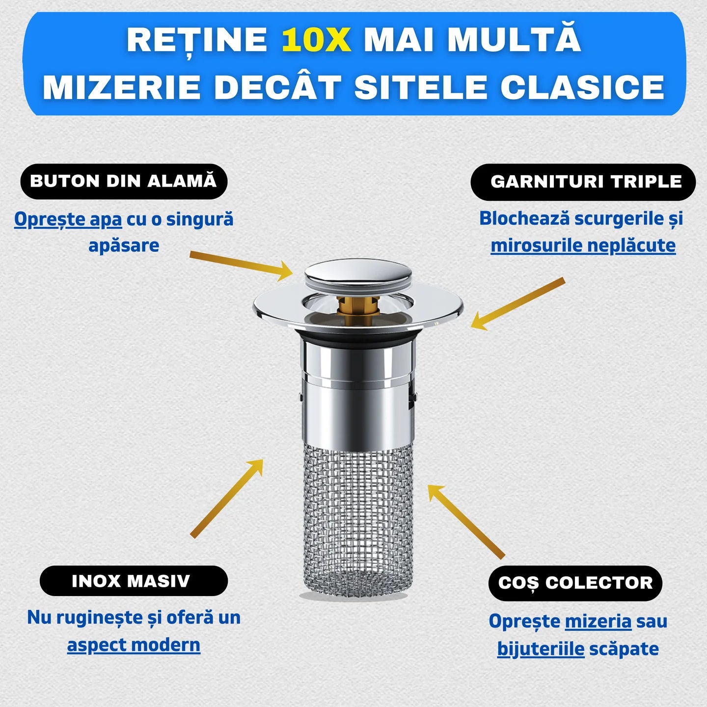 Dop-Filtru Universal pentru Chiuveta si Cada